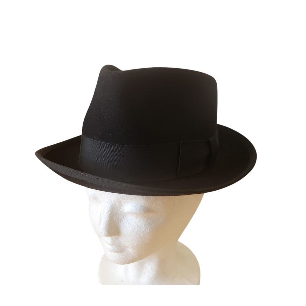 Vintage 100% Wool Dorfman Pacific Black Fedora Hat Size 6 3/4 Oakland CA USA